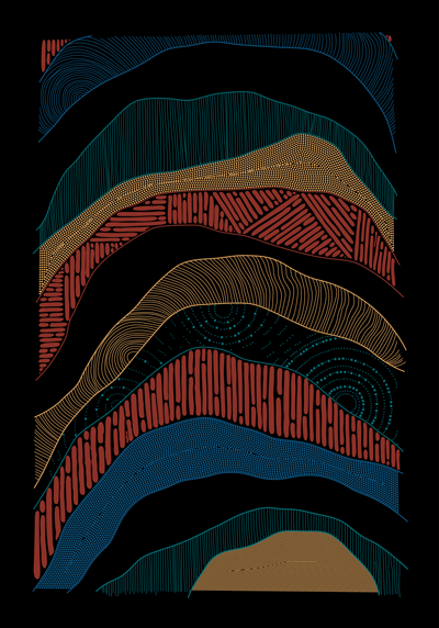 This is Tunupa (Sand Hills), an Artwork produced by Elizabeth Yanyi Close for use in this publication.